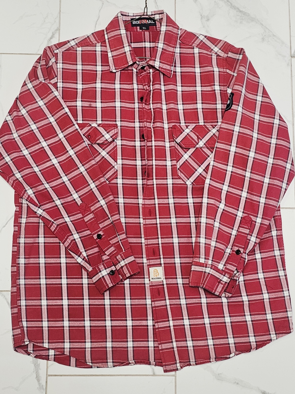 Red Plaid Long-Sleeve Men’s Bocomal FR wprk shirt